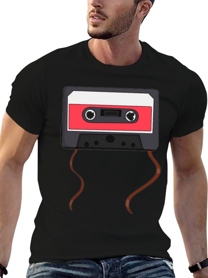Retro Cassette Tape Graphic T-Shirt - Black