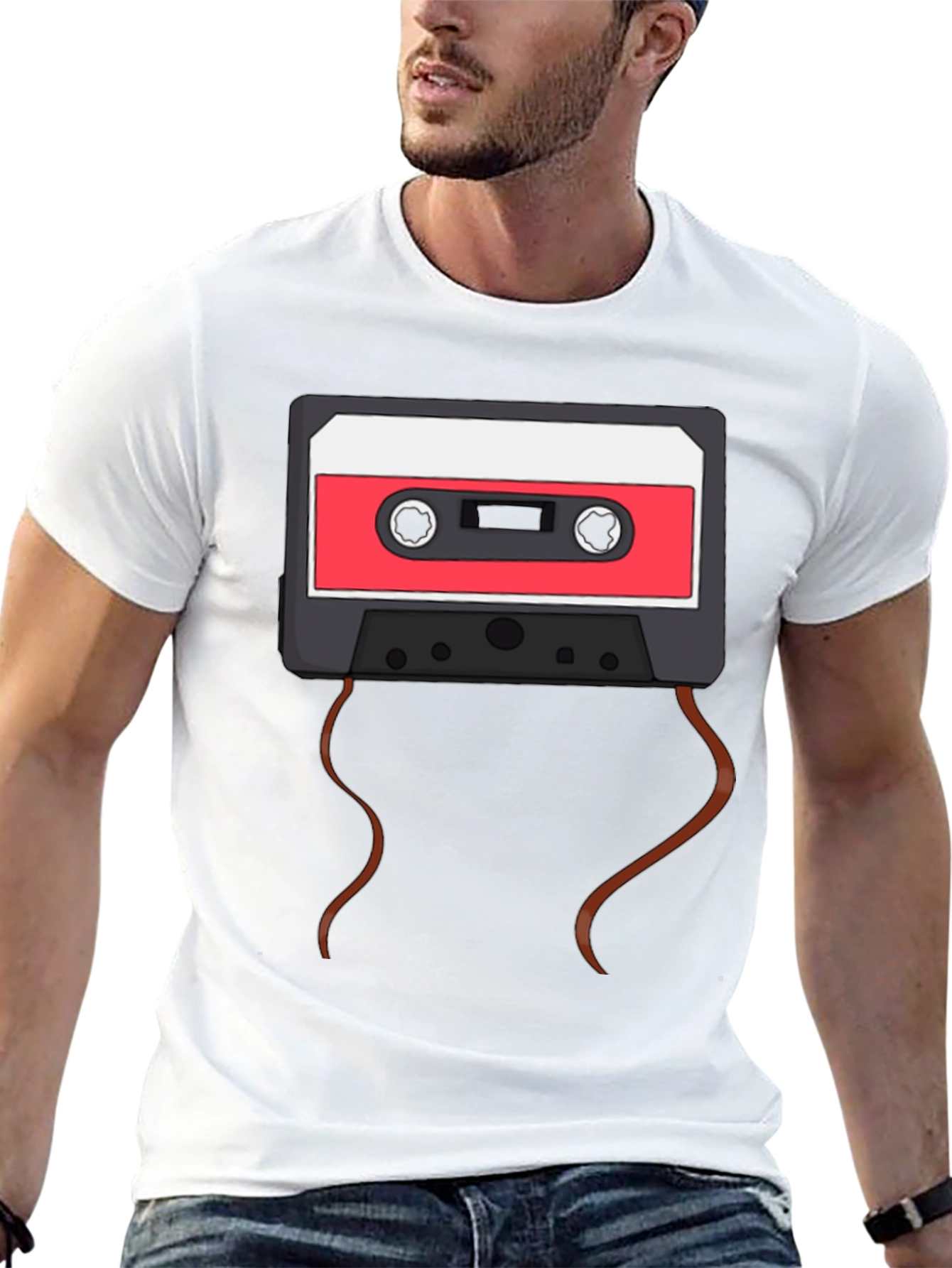 Retro Cassette Tape Graphic T-Shirt - Black