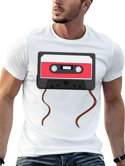 Retro Cassette Tape Graphic T-Shirt - Black