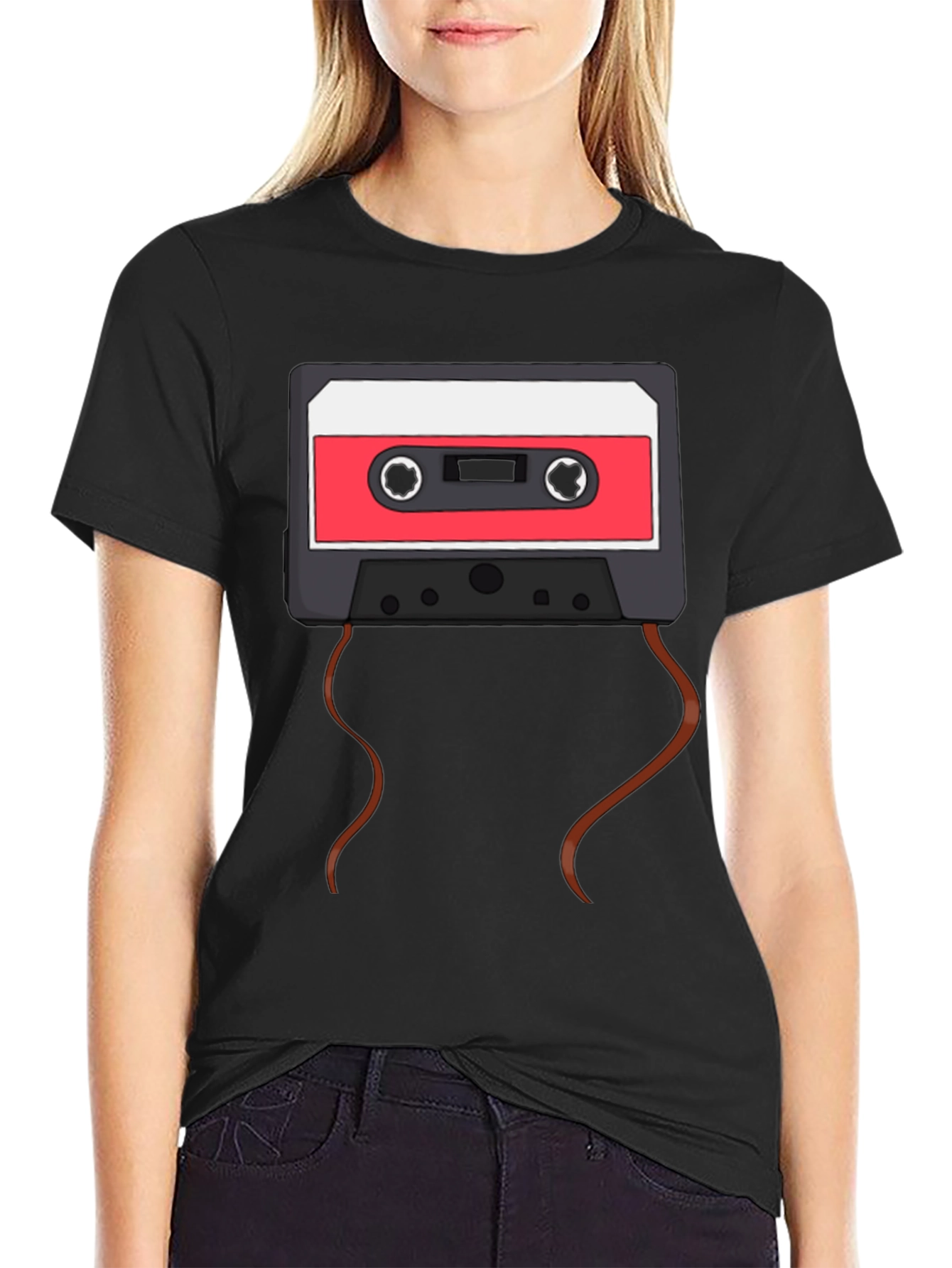 Retro Cassette Tape Graphic T-Shirt - Black