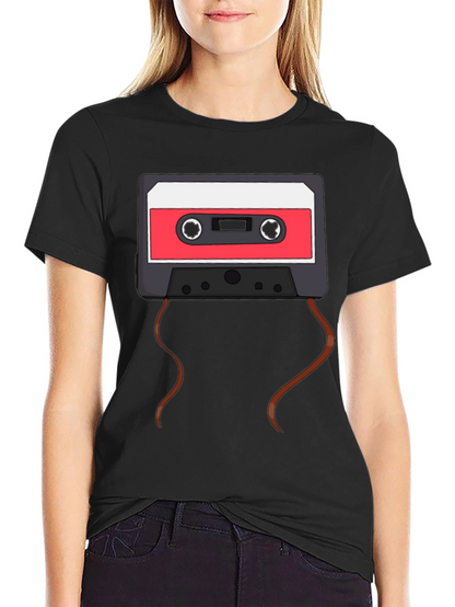 Retro Cassette Tape Graphic T-Shirt - Black