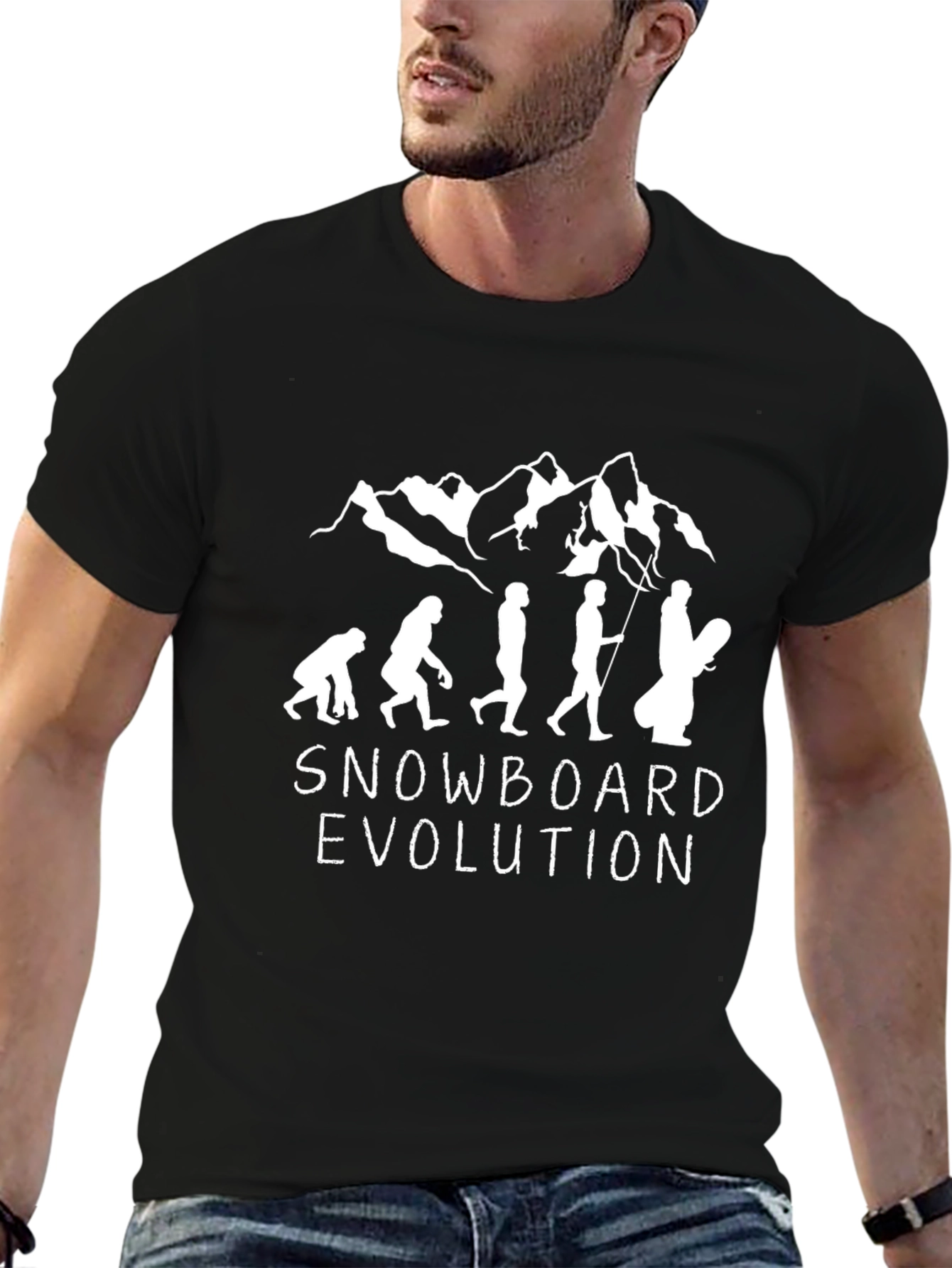 Snowboard Evolution Graphic Tee - Black Cotton T-Shirt