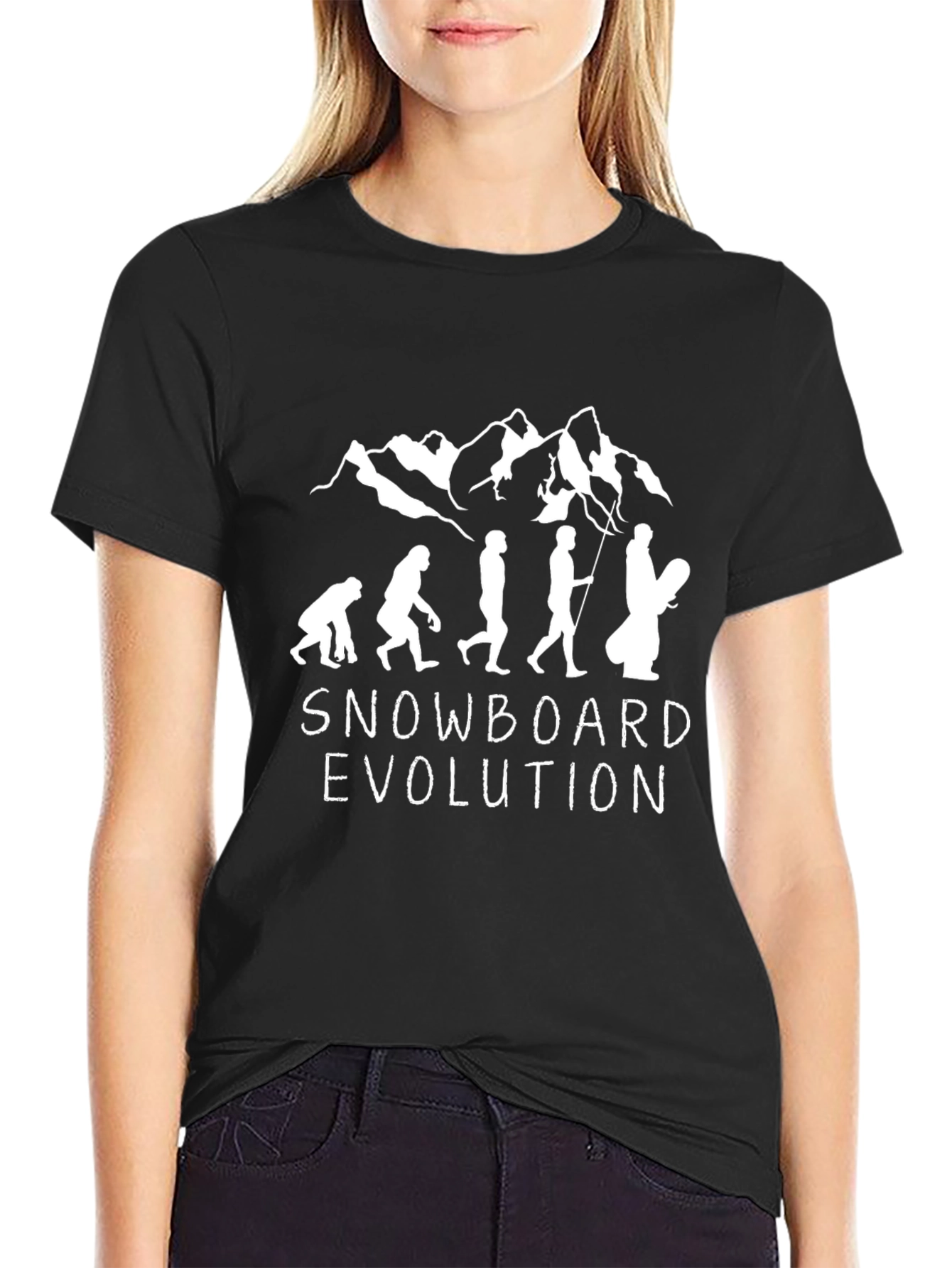 Snowboard Evolution Graphic Tee - Black Cotton T-Shirt
