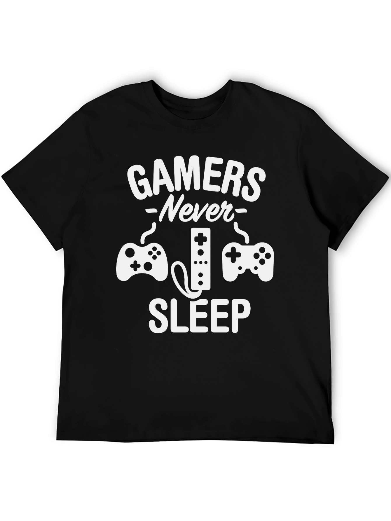 Gamers Never Sleep Graphic Tee - Black
