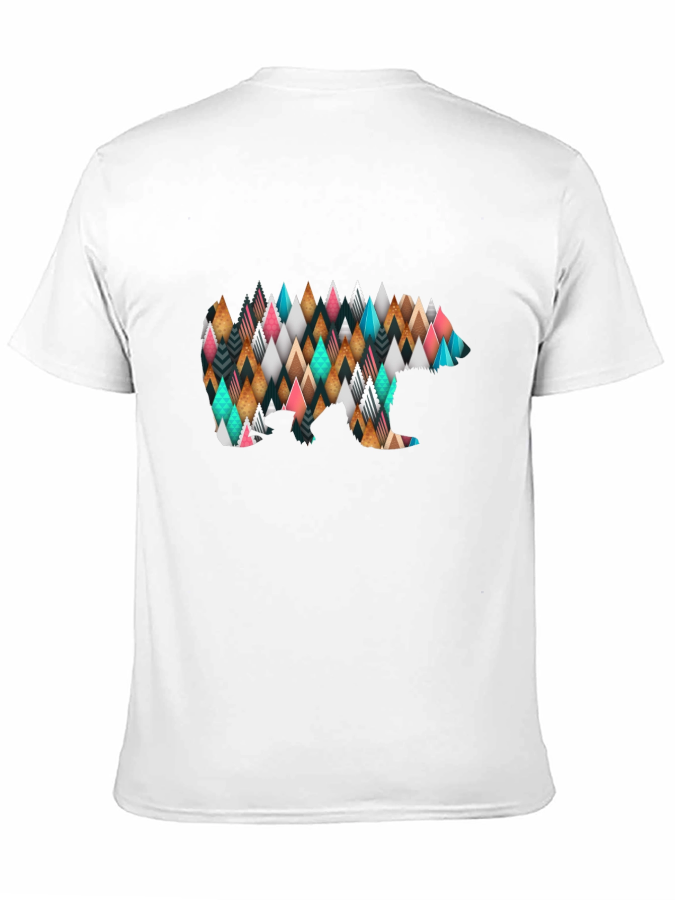 Geometric Bear Print Black T-Shirt