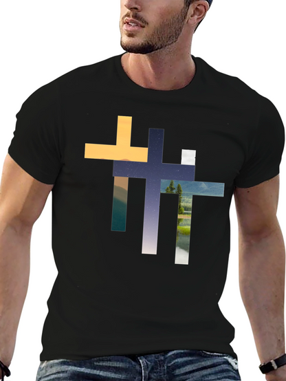 Abstract Cross Graphic T-Shirt - Stylish Christian Apparel