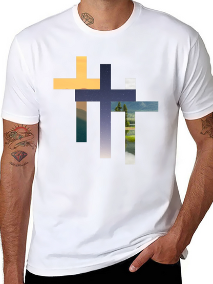 Abstract Cross Graphic T-Shirt - Stylish Christian Apparel