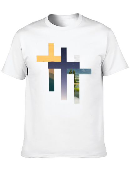 Abstract Cross Graphic T-Shirt - Stylish Christian Apparel