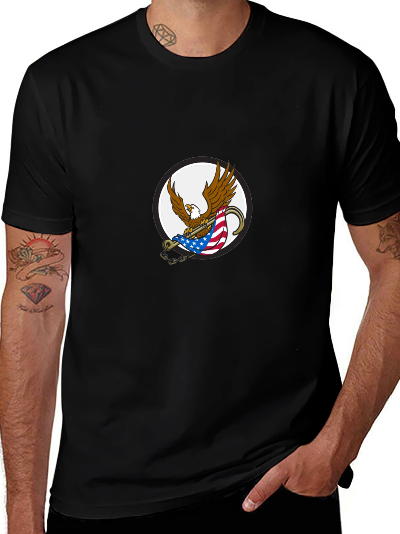 Mens Black Graphic Eagle T-Shirt