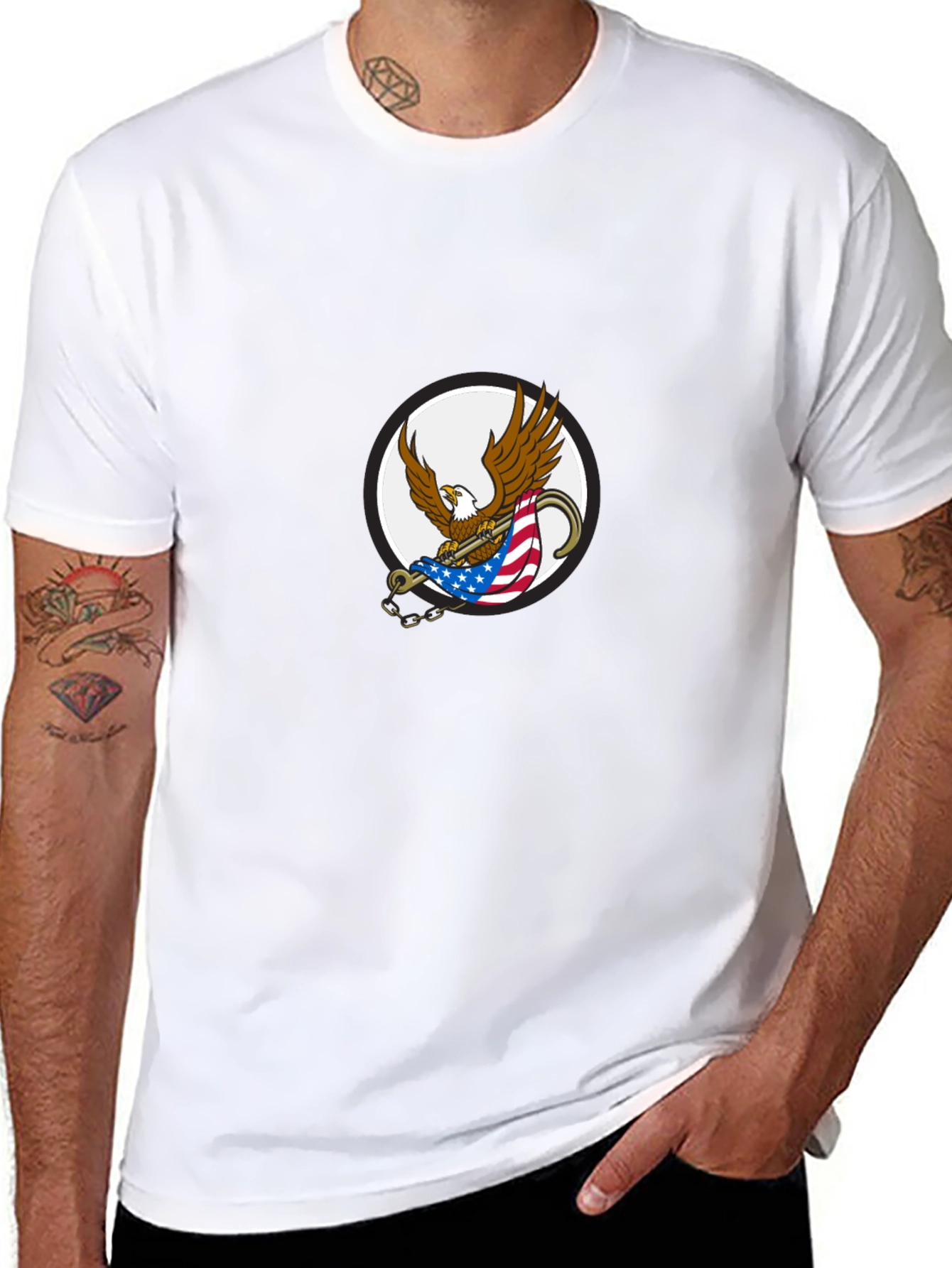 Mens Black Graphic Eagle T-Shirt