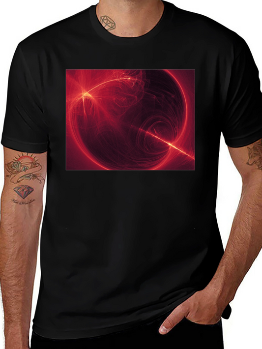 Abstract Red Energy Sphere Graphic T-Shirt