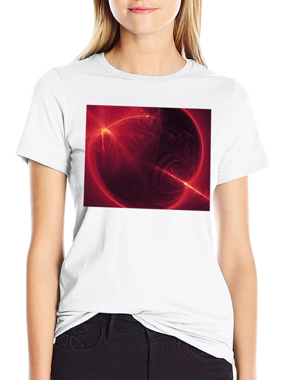 Abstract Red Energy Sphere Graphic T-Shirt