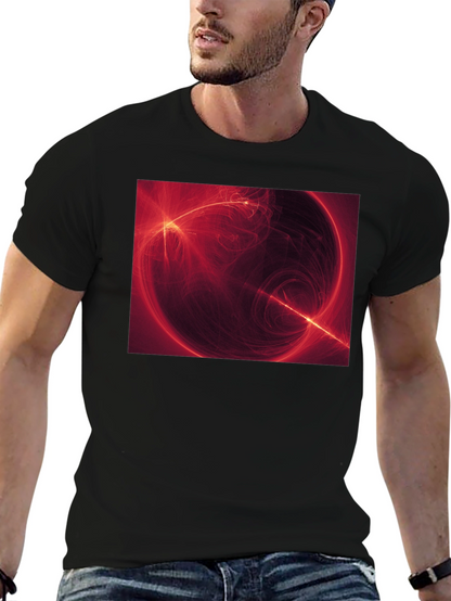 Abstract Red Energy Sphere Graphic T-Shirt