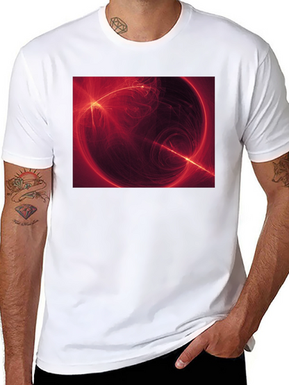Abstract Red Energy Sphere Graphic T-Shirt