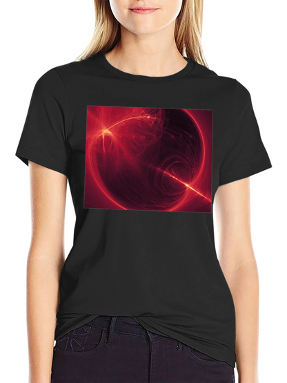 Abstract Red Energy Sphere Graphic T-Shirt