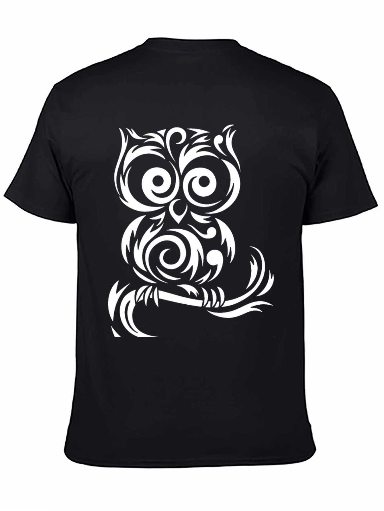 Tribal Owl Graphic T-Shirt - Black Cotton Tee