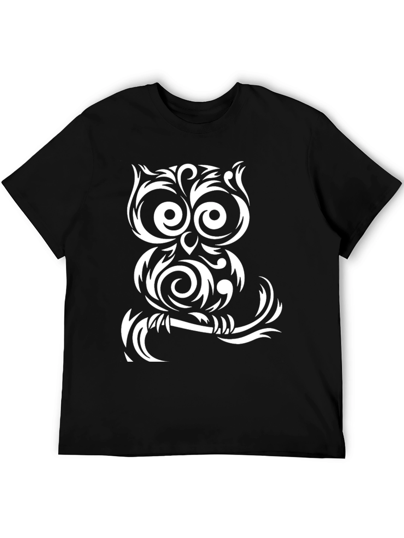 Tribal Owl Graphic T-Shirt - Black Cotton Tee