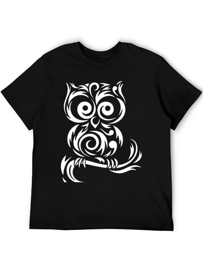 Tribal Owl Graphic T-Shirt - Black Cotton Tee