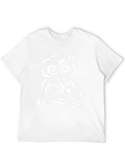 Tribal Owl Graphic T-Shirt - Black Cotton Tee