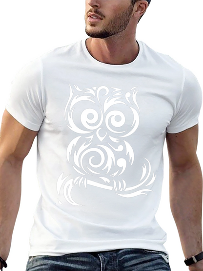 Tribal Owl Graphic T-Shirt - Black Cotton Tee
