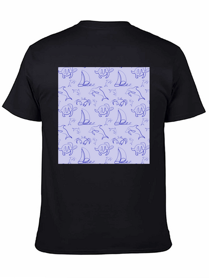Nautical Print T-Shirt - Sea Life Pattern Tee