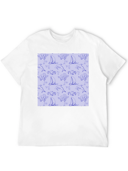 Nautical Print T-Shirt - Sea Life Pattern Tee