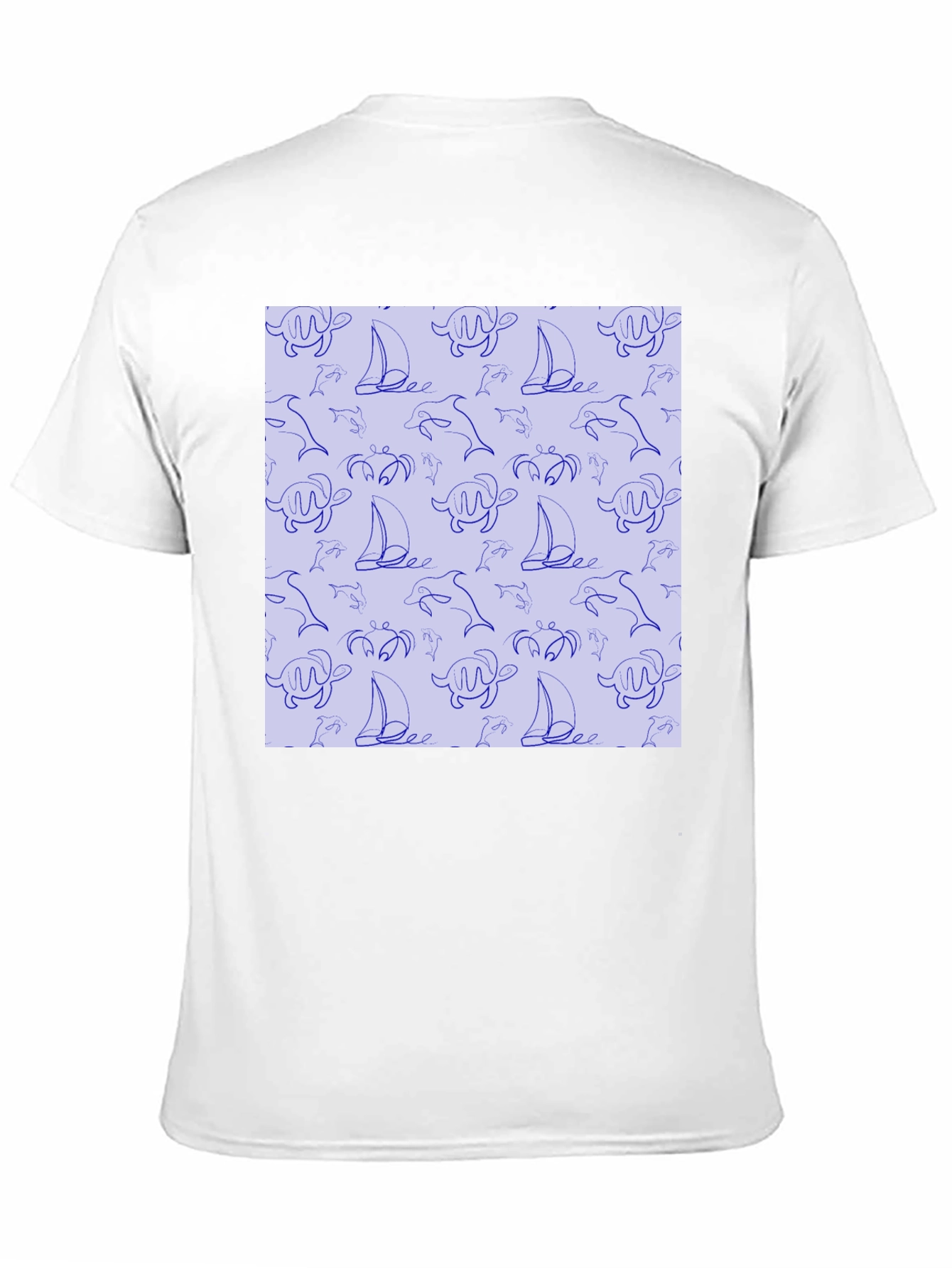Nautical Print T-Shirt - Sea Life Pattern Tee