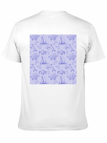 Nautical Print T-Shirt - Sea Life Pattern Tee