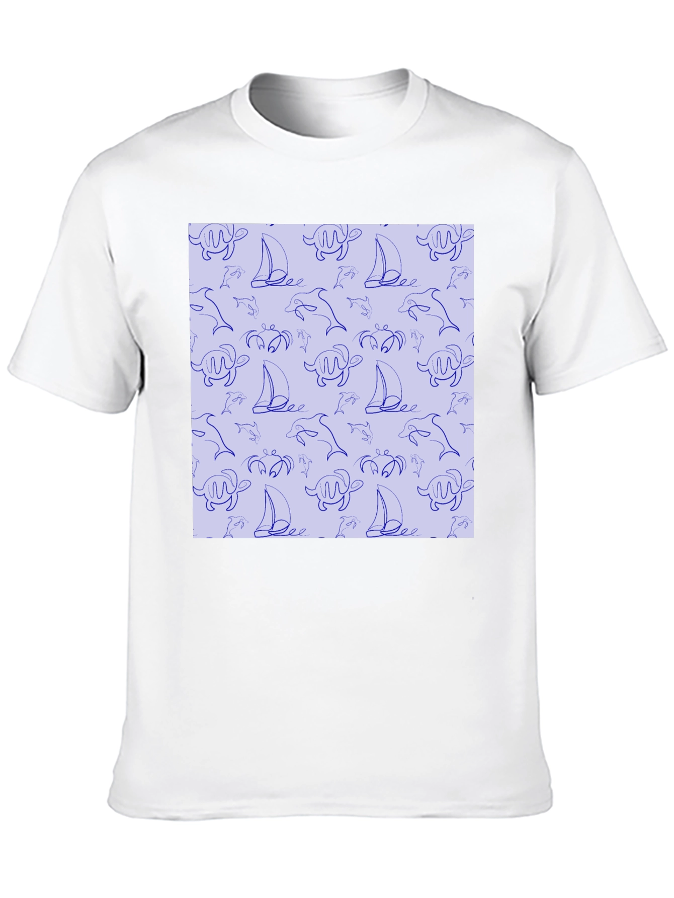 Nautical Print T-Shirt - Sea Life Pattern Tee