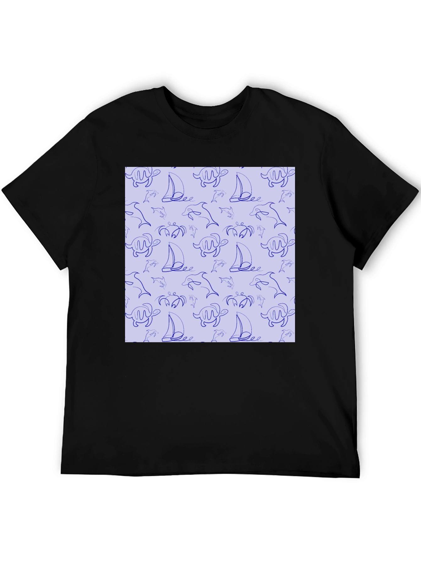 Nautical Print T-Shirt - Sea Life Pattern Tee