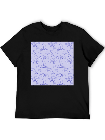Nautical Print T-Shirt - Sea Life Pattern Tee