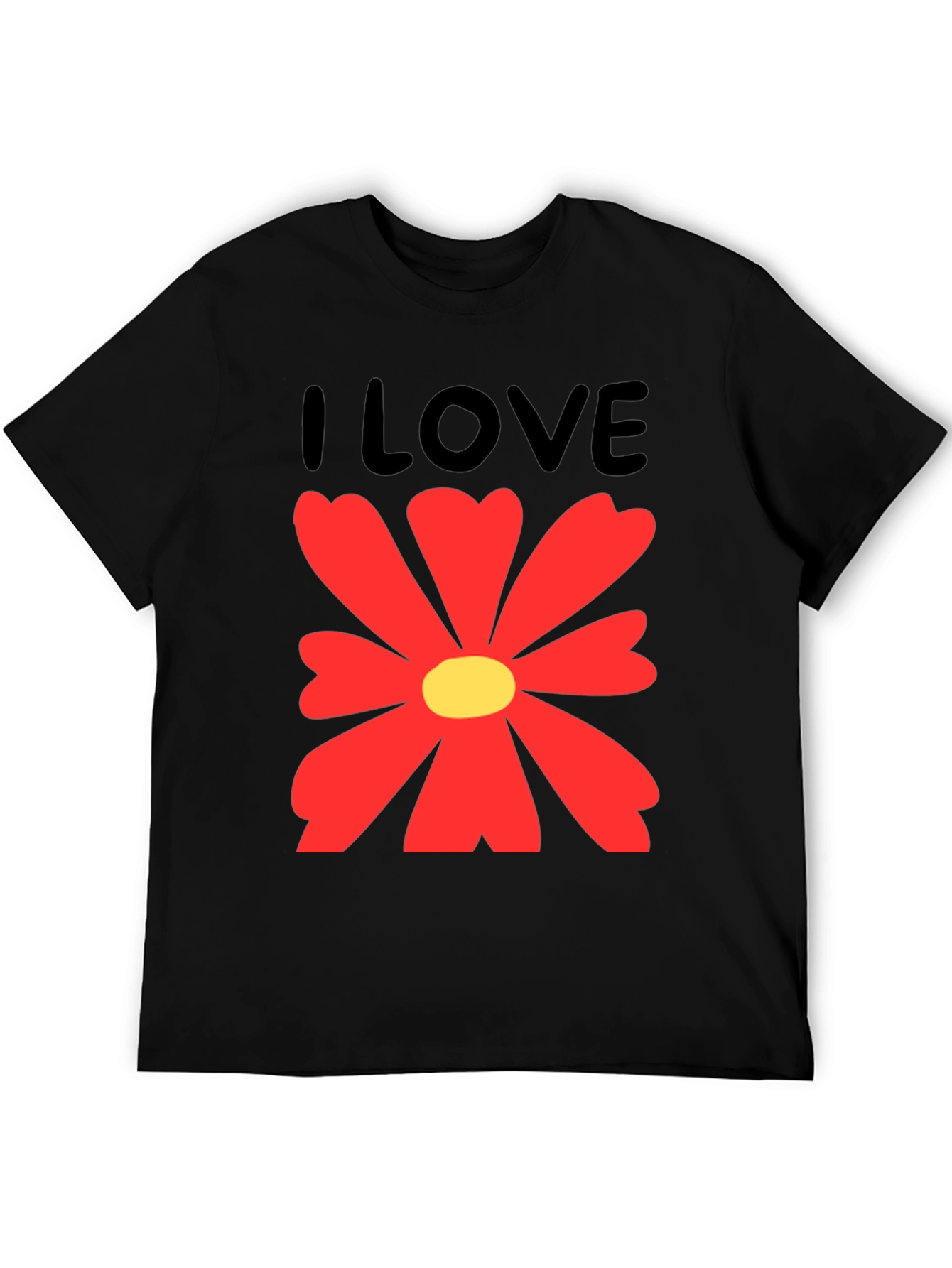 I Love Flowers Graphic T-Shirt - Casual Cotton Tee