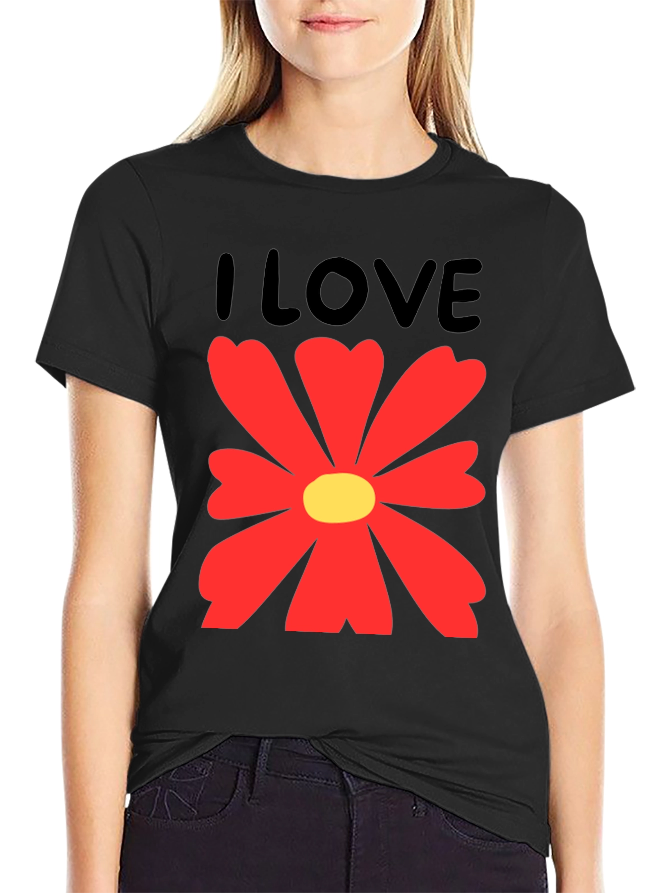 I Love Flowers Graphic T-Shirt - Casual Cotton Tee