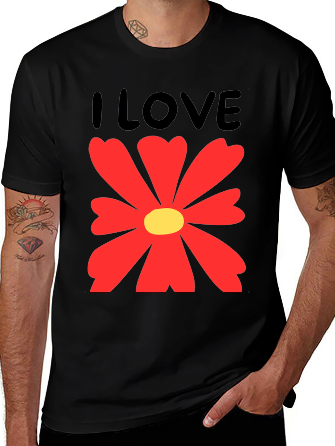 I Love Flowers Graphic T-Shirt - Casual Cotton Tee