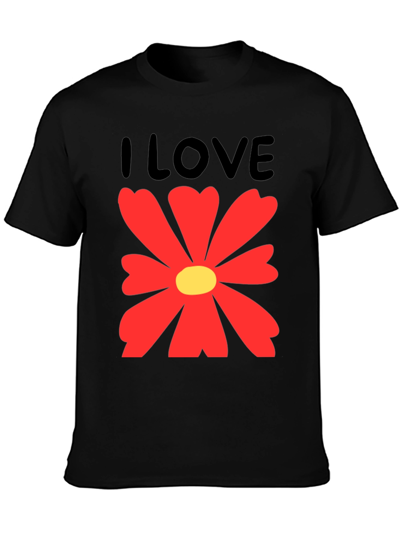 I Love Flowers Graphic T-Shirt - Casual Cotton Tee