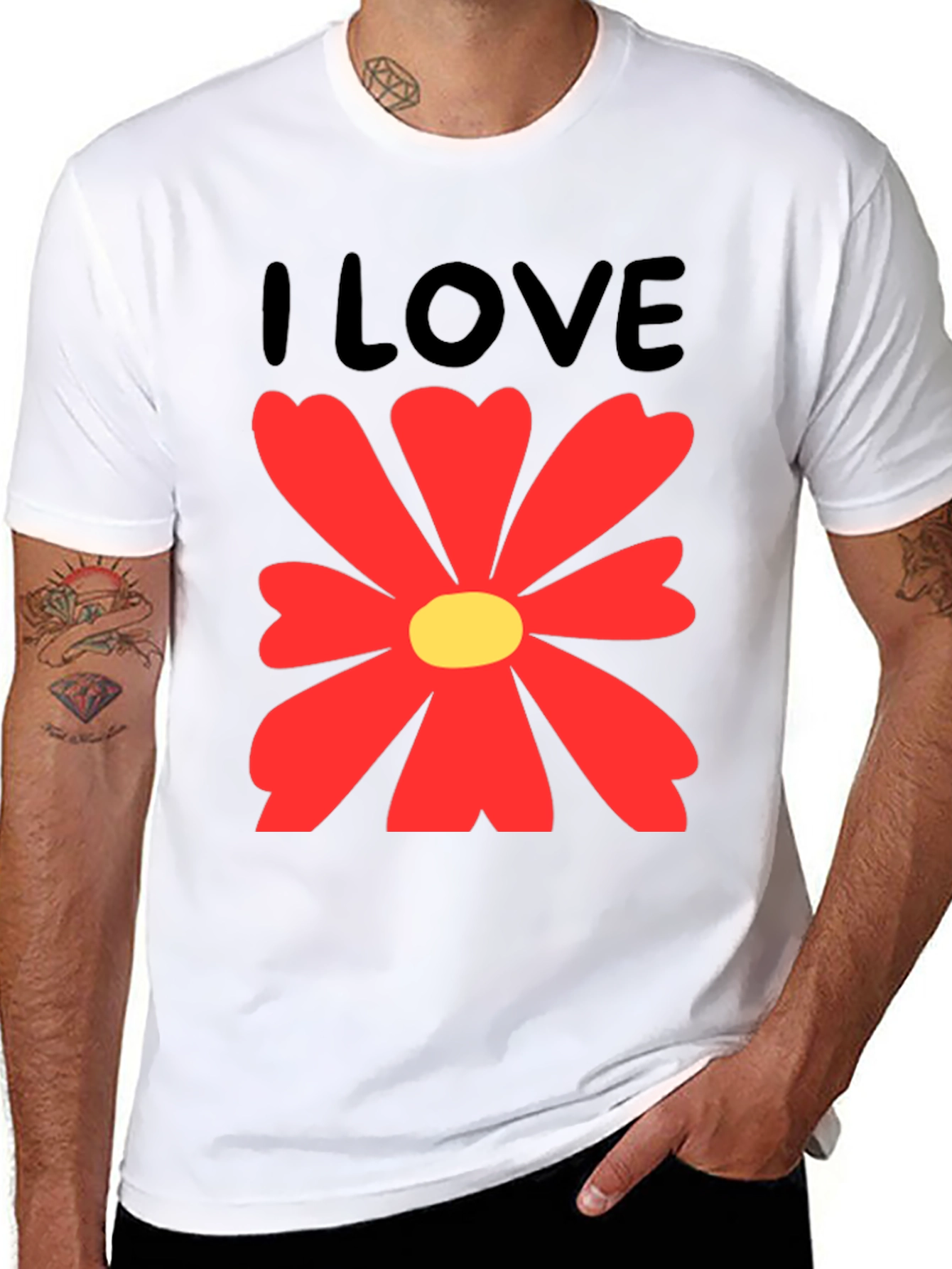 I Love Flowers Graphic T-Shirt - Casual Cotton Tee