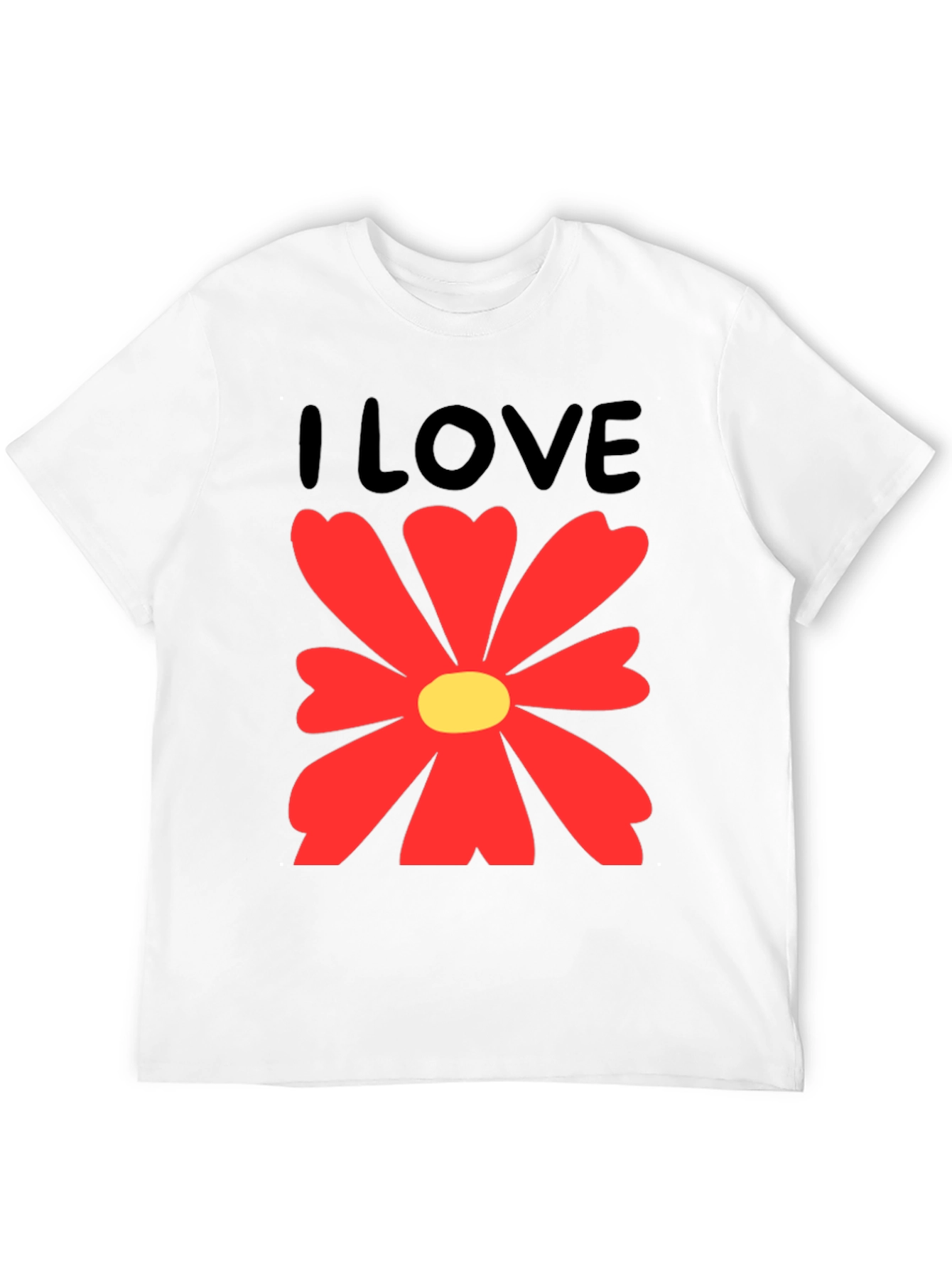 I Love Flowers Graphic T-Shirt - Casual Cotton Tee