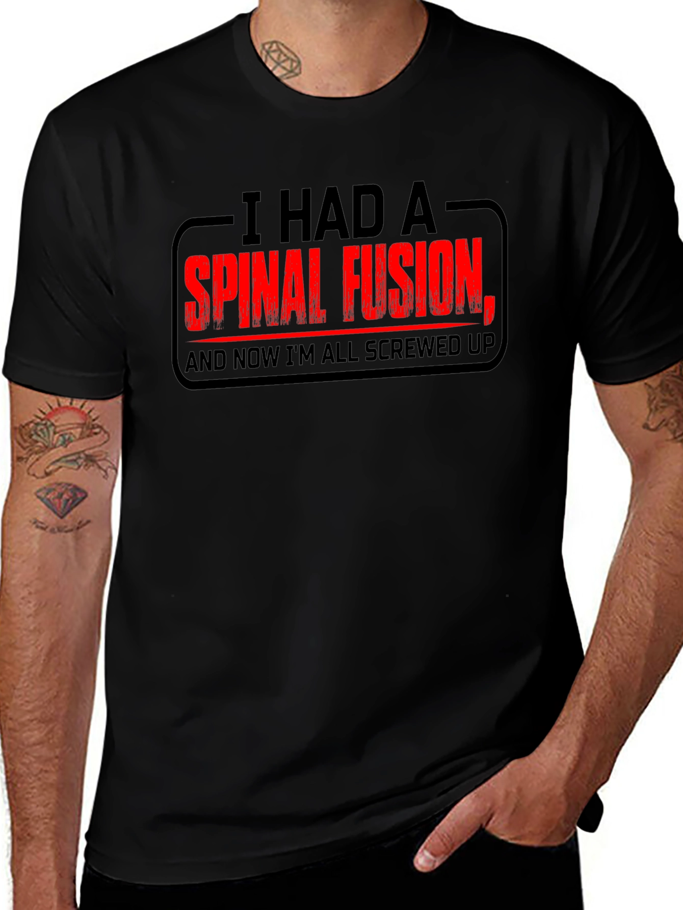 Spinal Fusion Graphic T-Shirt - Funny Recovery Tee