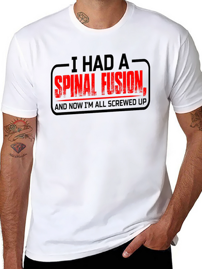 Spinal Fusion Graphic T-Shirt - Funny Recovery Tee
