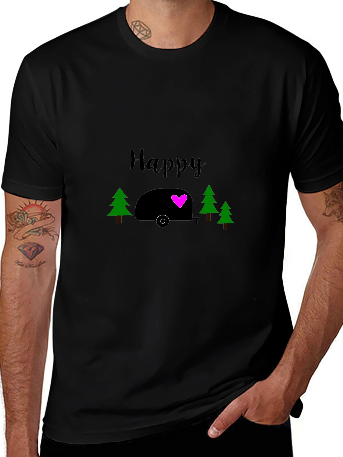 Happy Camper Graphic Tee - Black