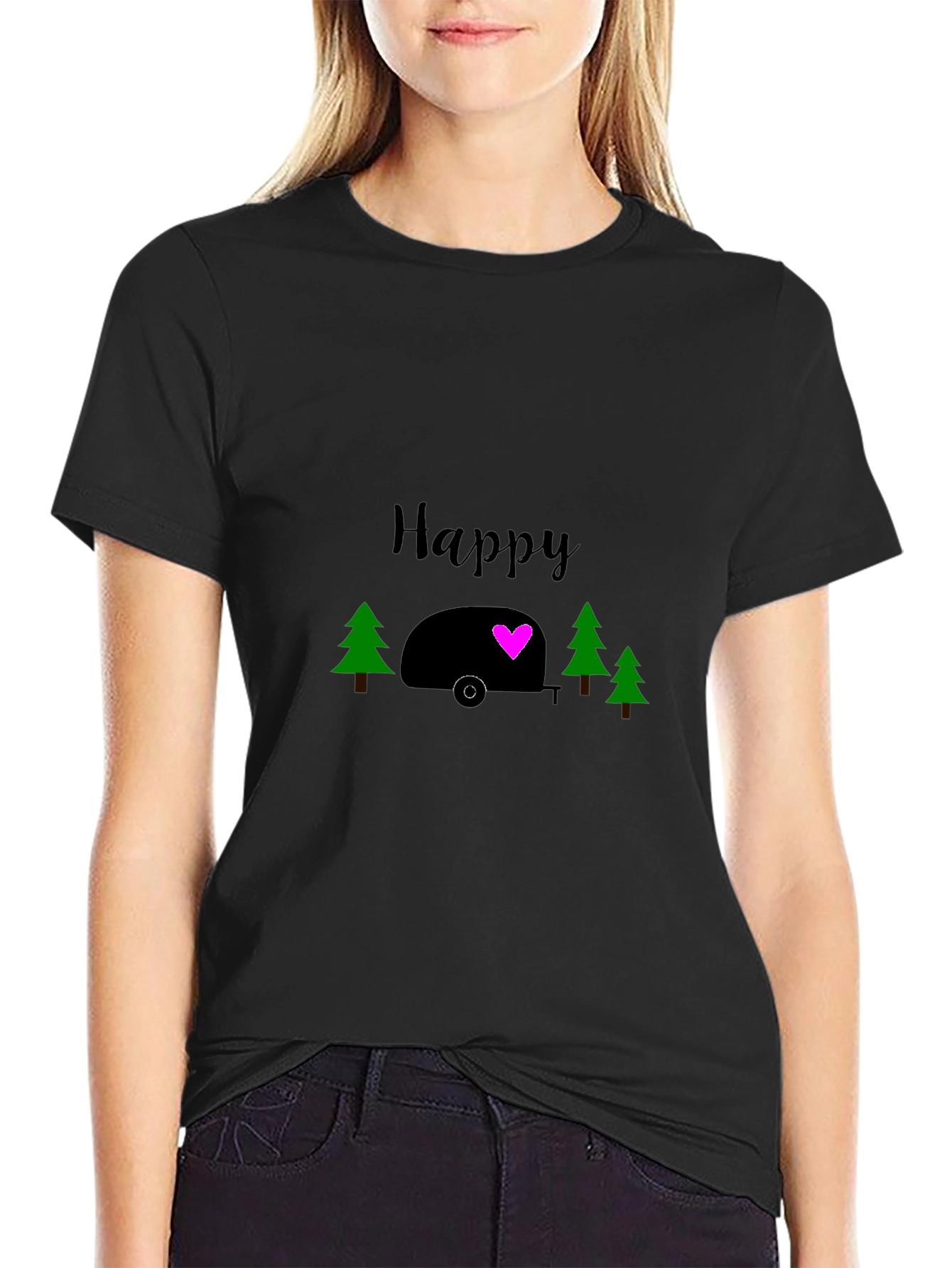 Happy Camper Graphic Tee - Black