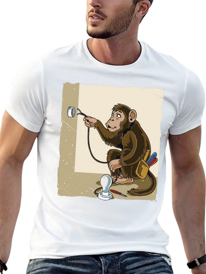 Electrician Monkey Graphic T-Shirt