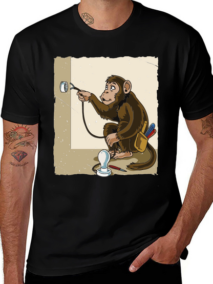 Electrician Monkey Graphic T-Shirt