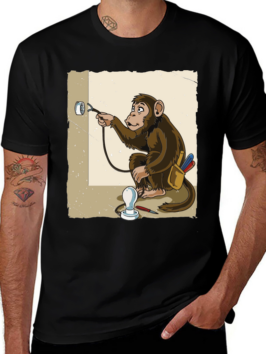 Electrician Monkey Graphic T-Shirt