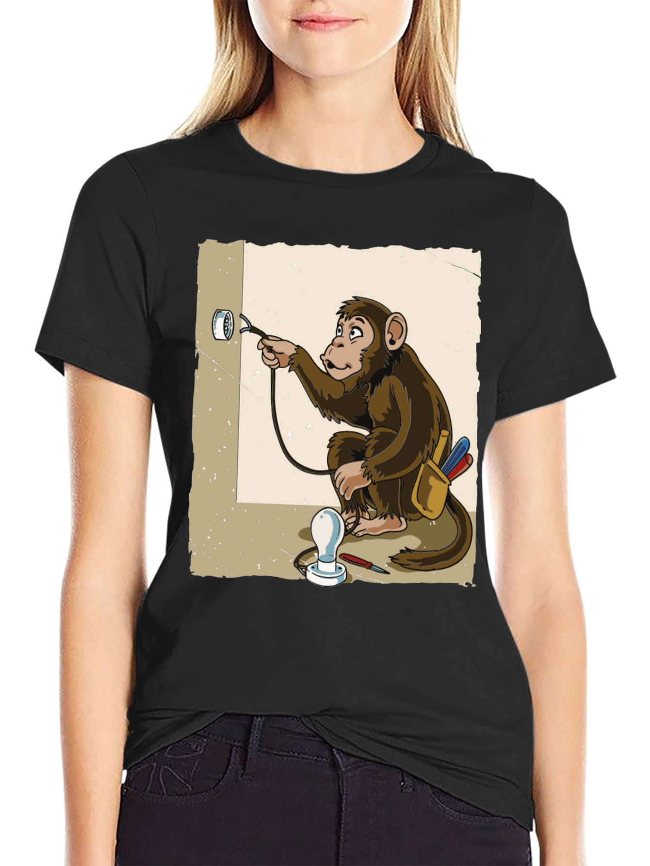 Electrician Monkey Graphic T-Shirt
