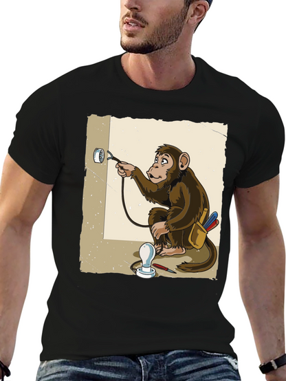 Electrician Monkey Graphic T-Shirt