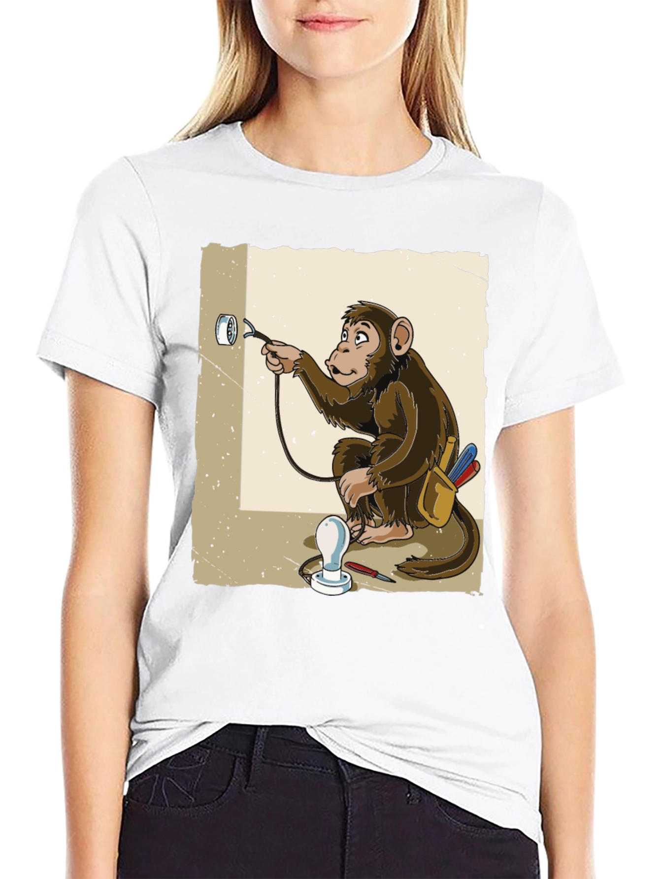 Electrician Monkey Graphic T-Shirt