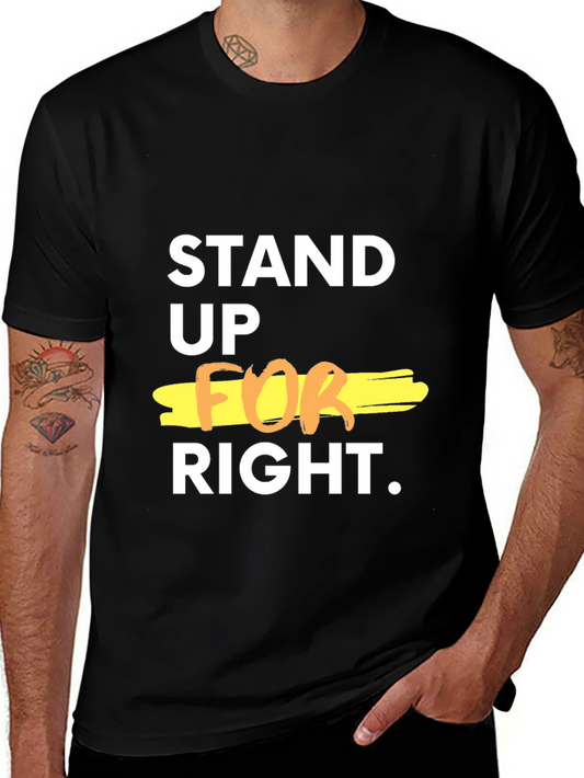 Stand Up For Right Graphic Tee - Black Casual T-Shirt