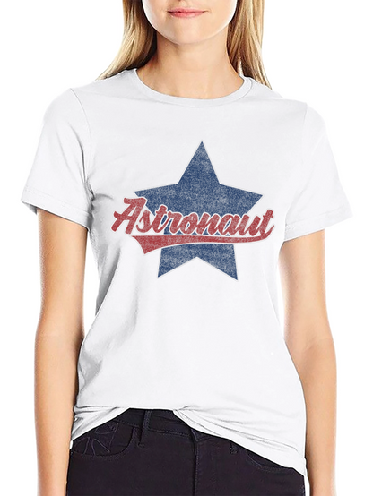 Astronaut Star Graphic Tee - Retro Style Black T-Shirt
