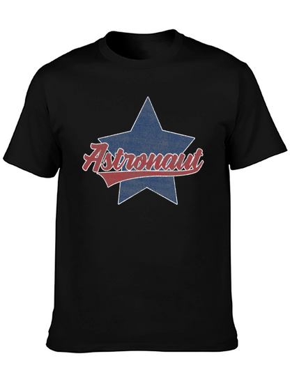 Astronaut Star Graphic Tee - Retro Style Black T-Shirt